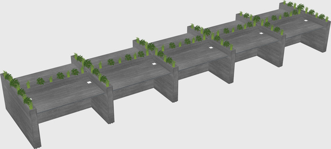 Rectangular shared desk