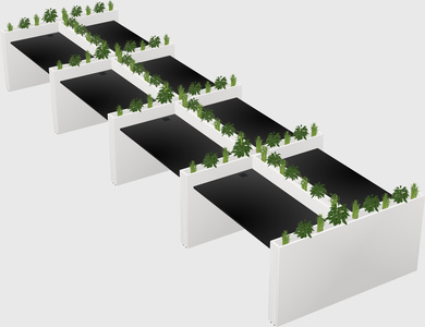 Rectangular shared desk