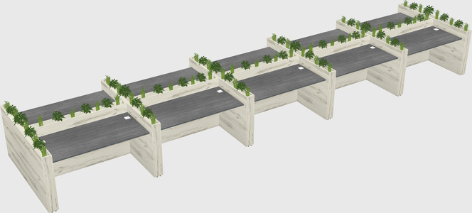 Rectangular shared desk