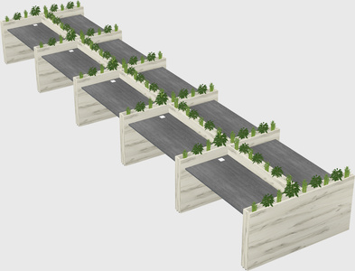 Rectangular shared desk