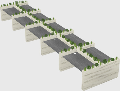 Rectangular shared desk