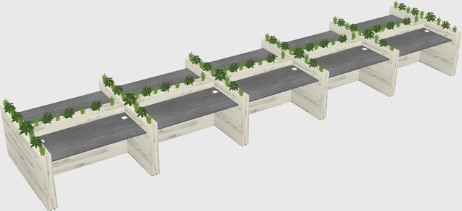 Rectangular shared desk