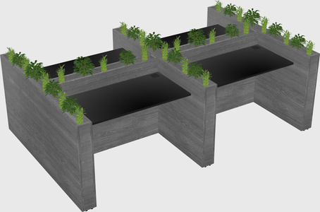 Rectangular shared desk