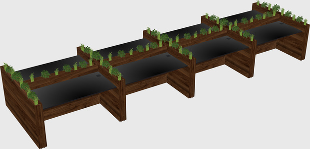 Rectangular shared desk