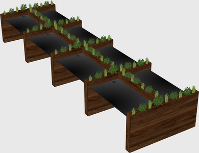Rectangular shared desk
