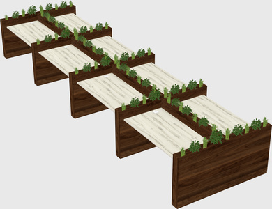Rectangular shared desk