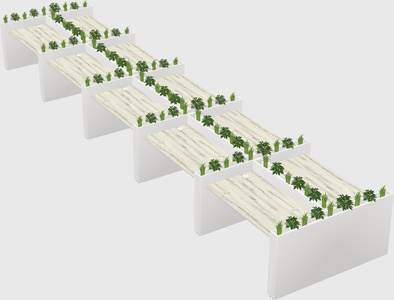 Rectangular shared desk
