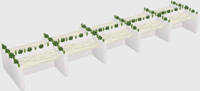 Rectangular shared desk