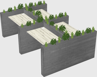 Rectangular shared desk