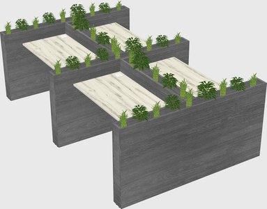 Rectangular shared desk