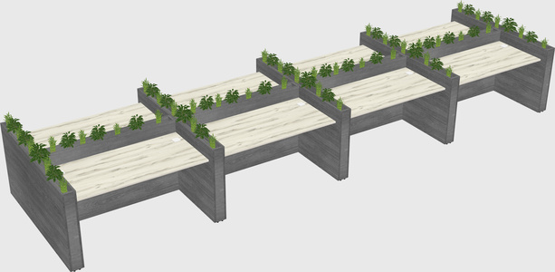 Rectangular shared desk