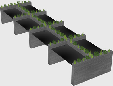 Rectangular shared desk