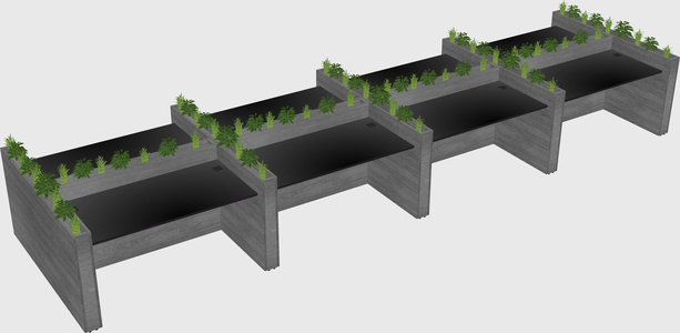 Rectangular shared desk