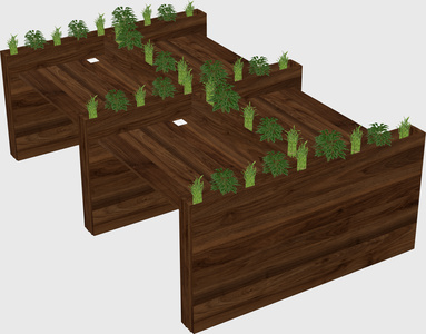Rectangular shared desk