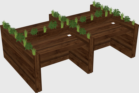 Rectangular shared desk