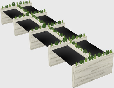 Rectangular shared desk
