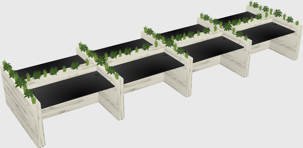Rectangular shared desk