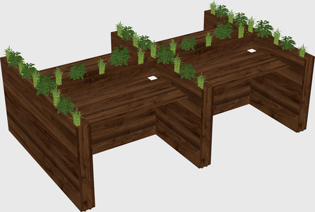 Rectangular shared desk