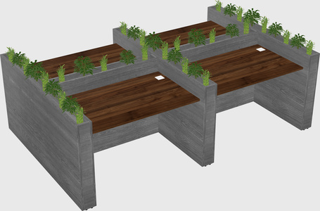 Rectangular shared desk