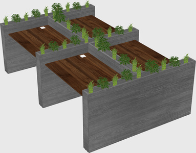 Rectangular shared desk