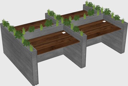 Rectangular shared desk