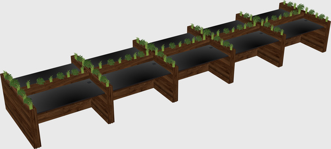 Rectangular shared desk