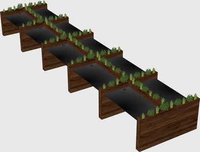 Rectangular shared desk