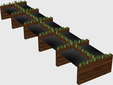 Rectangular shared desk