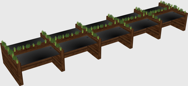 Rectangular shared desk