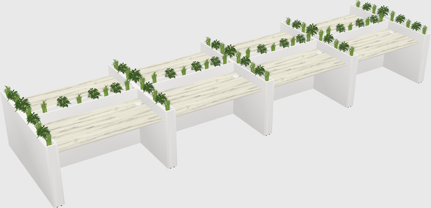 Rectangular shared desk