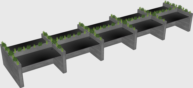 Rectangular shared desk