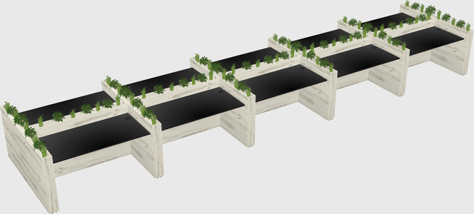 Rectangular shared desk