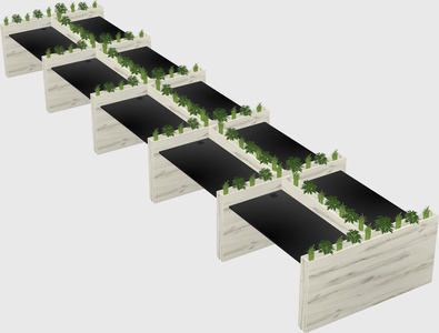Rectangular shared desk