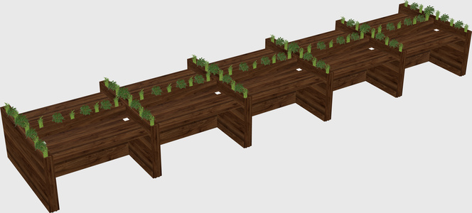 Rectangular shared desk