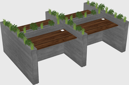 Rectangular shared desk