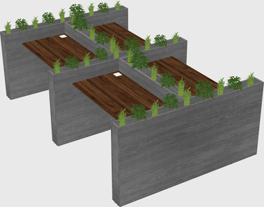 Rectangular shared desk