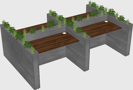 Rectangular shared desk