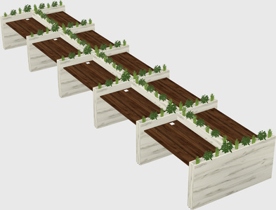 Rectangular shared desk