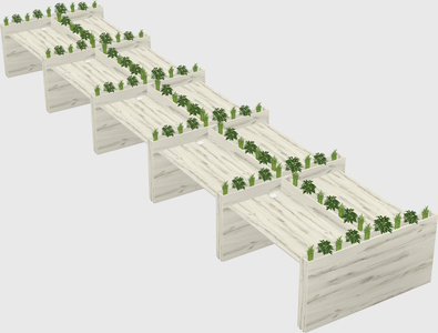 Rectangular shared desk