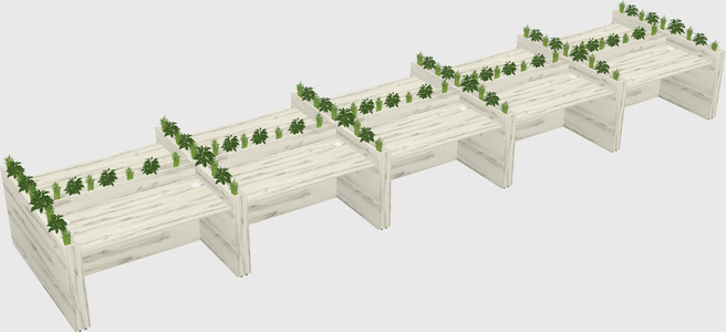 Rectangular shared desk