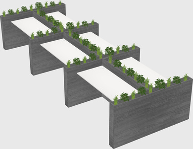 Rectangular shared desk