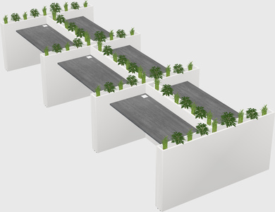 Rectangular shared desk
