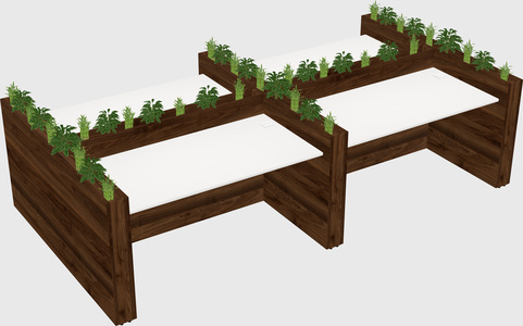 Rectangular shared desk