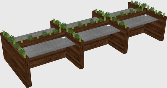 Rectangular shared desk