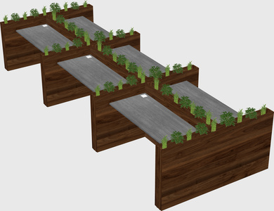 Rectangular shared desk