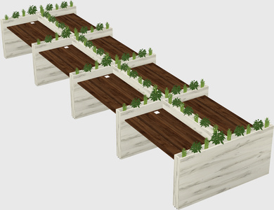 Rectangular shared desk