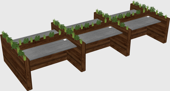 Rectangular shared desk