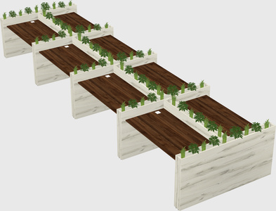 Rectangular shared desk