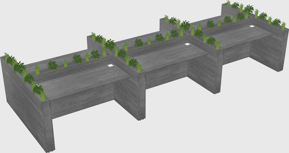 Rectangular shared desk