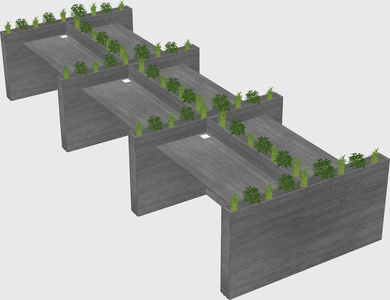 Rectangular shared desk